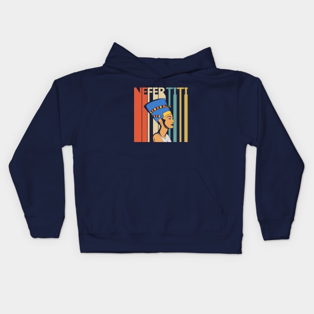 Vintage Retro Egyptian Queen Nefertiti Kids Hoodie by GWENT